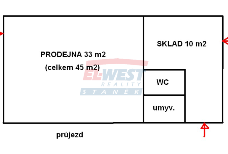 Pronájem prodejny v blízkosti centra Sušice, ul. Americké armády