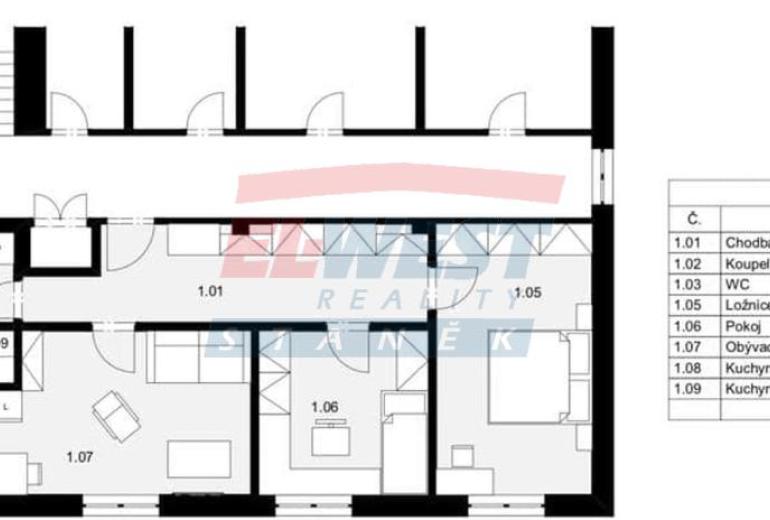 Pronájem zděného bytu 3+kk v Sušici